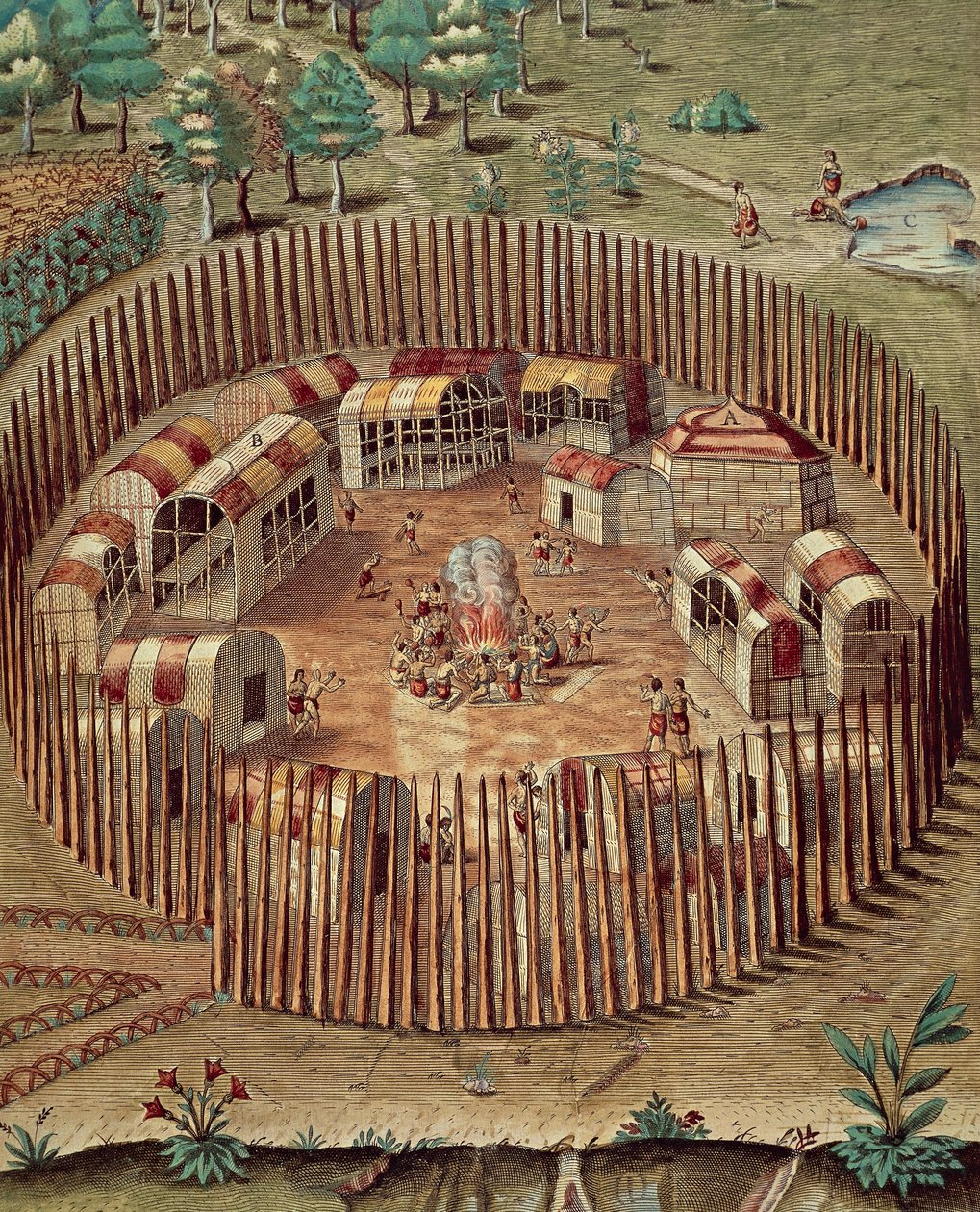 Amerikai őslakos erődített falu Virginiában alkotó: Theodore de Bry