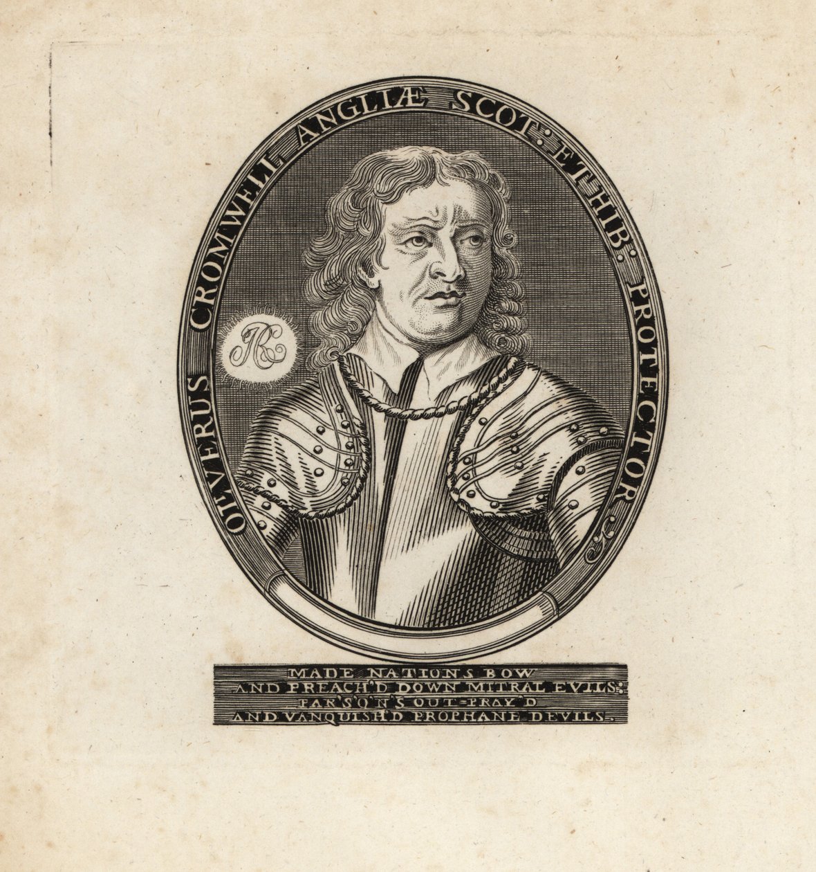 Oliver Cromwell, Lord Protector ovális portréja. alkotó: Theodore de Bry