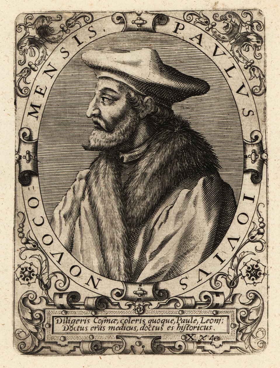 Paolo Giovio olasz orvos. alkotó: Theodore de Bry