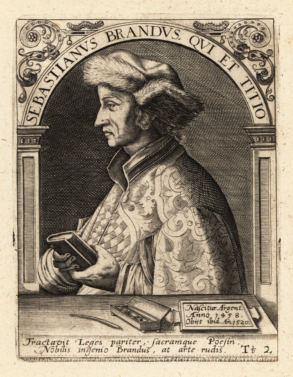 Sebastian Brant német humanista és szatirikus. alkotó: Theodore de Bry