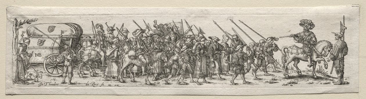 Katonák márciusban. alkotó: Theodore de Bry