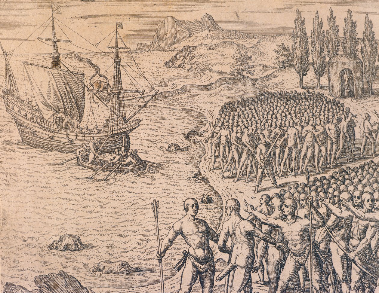 A portugálok érkezése Peruba alkotó: Theodore de Bry