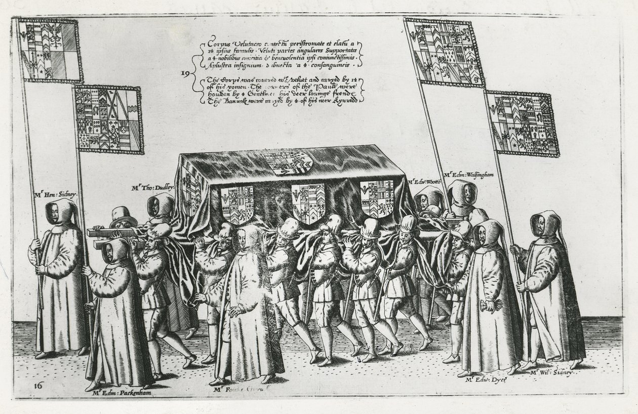 Sir Philip Sidney temetkezési csoportja a Szent Pál-székesegyház felé vezető úton, 1587 alkotó: Theodore de Bry