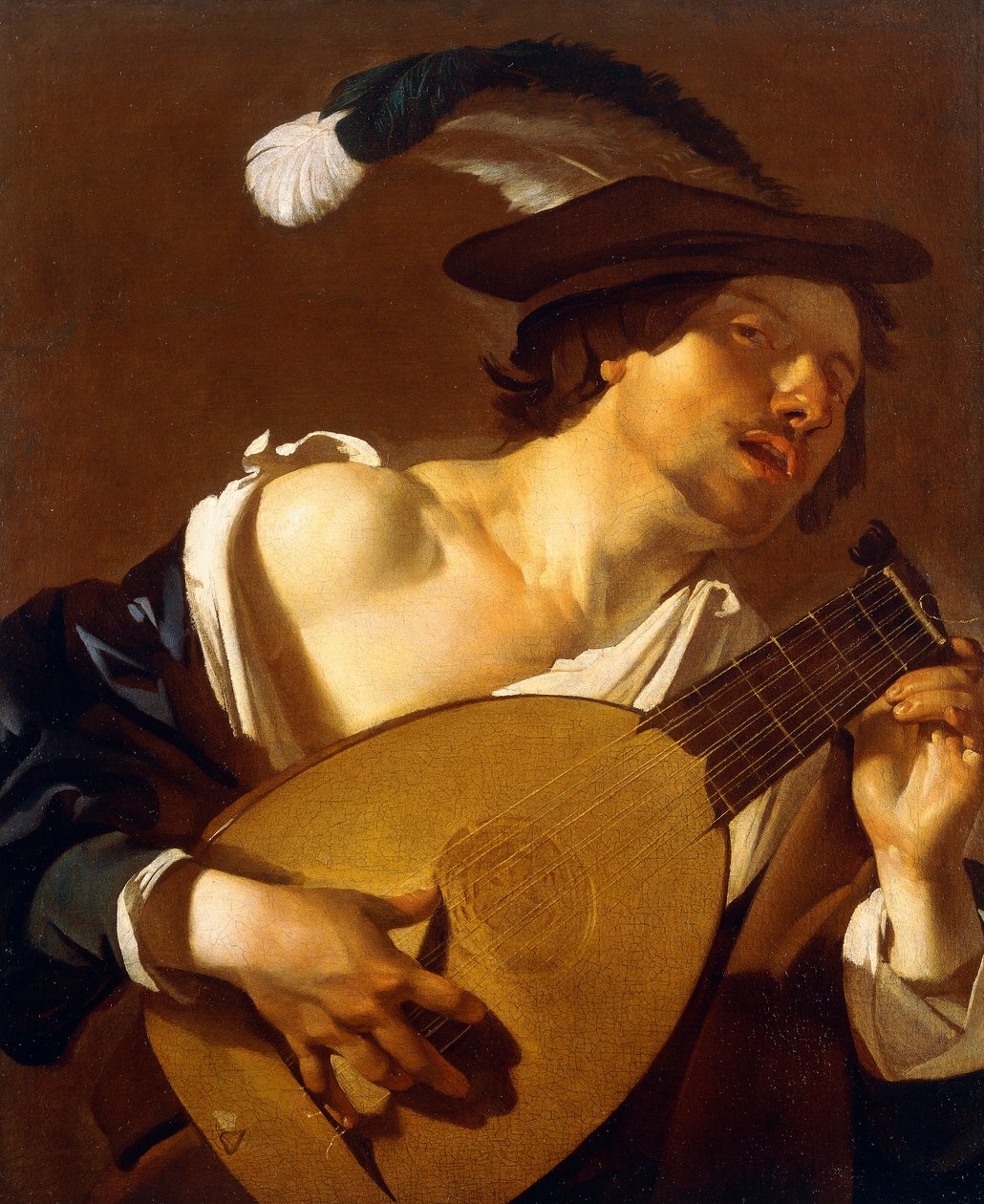 Egy lantos, 1621-22 alkotó: Theodore van Baburen