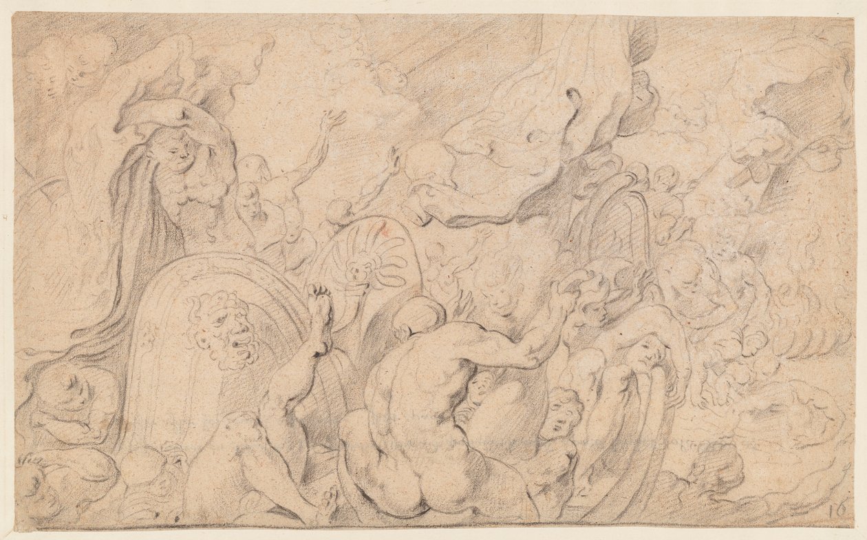 Ulysses társai kinyitják a szelek zsákját alkotó: Theodore van Thulden