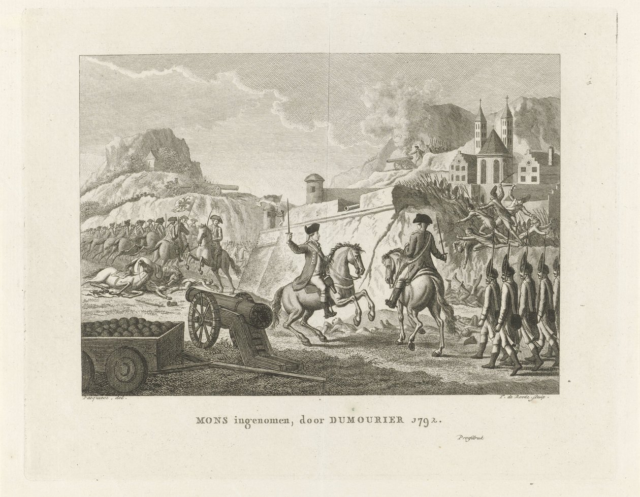 Mons elfoglalása, 1792 Mons felvétel, Dumourier 1792 (cím a tárgyon) alkotó: Theodorus de Roode