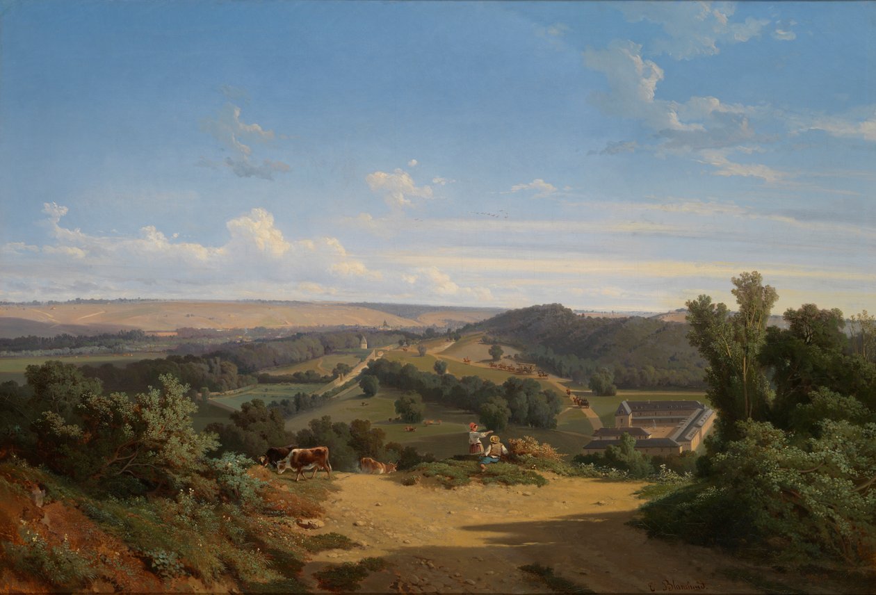 Érkezés az új parkba, a Chateau dEu-ba, 1846 alkotó: Theophile Blanchard