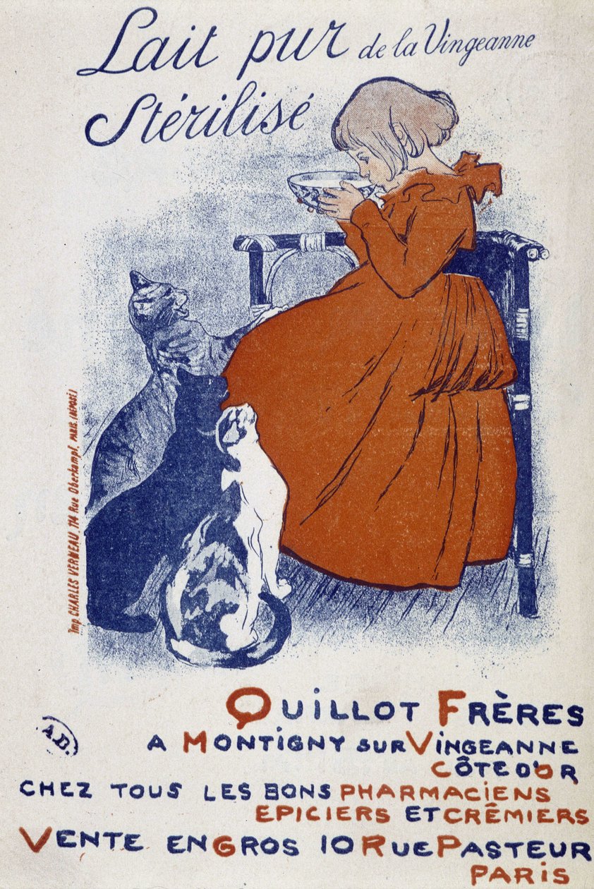 Reklámplakát a Vingeonne tiszta tejéhez - Steinlentől alkotó: Théophile Alexandre Steinlen