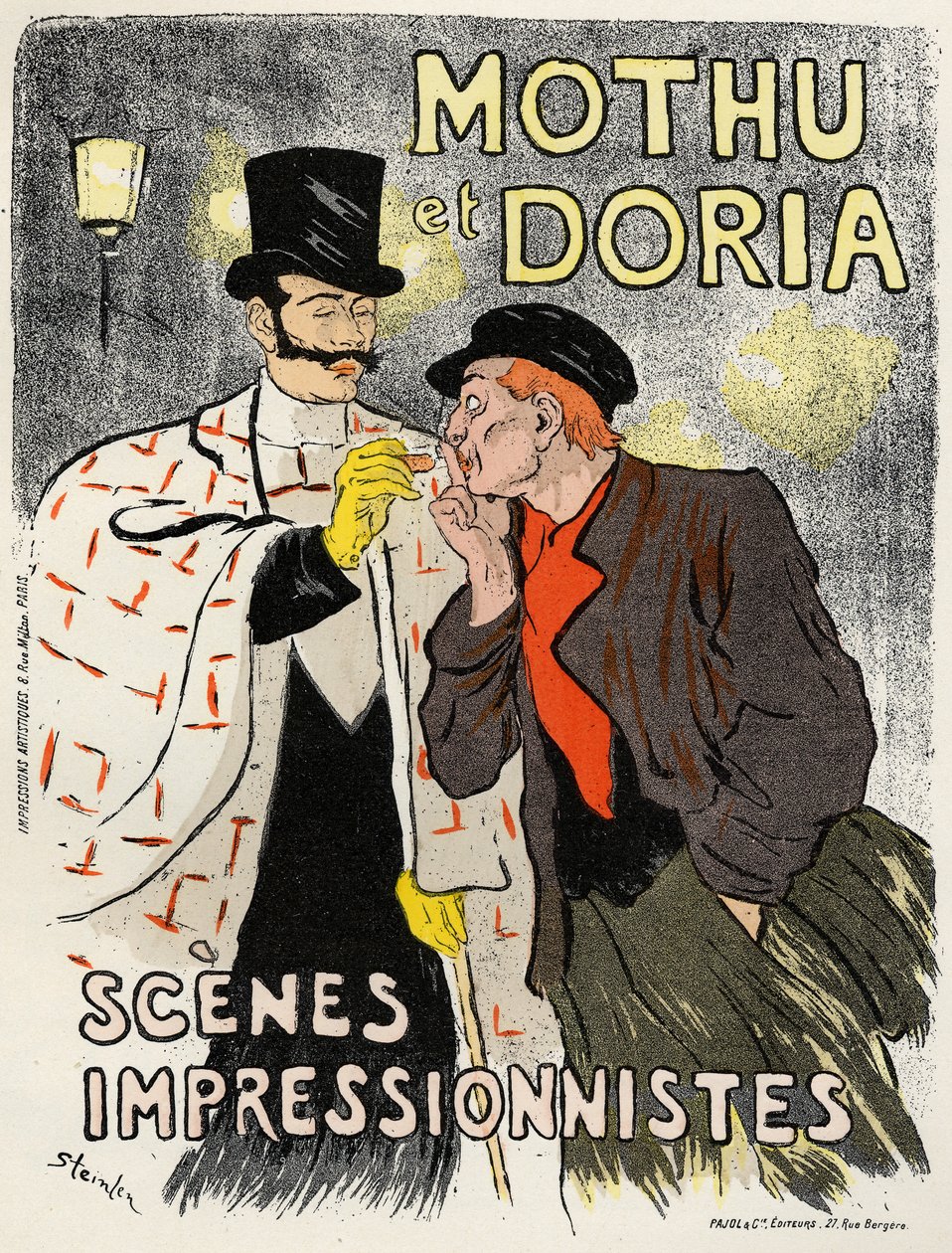 Művészet. Szórakozás. Az énekes szája és Doria. Plakát Steinlen, Franciaország alkotó: Théophile Alexandre Steinlen