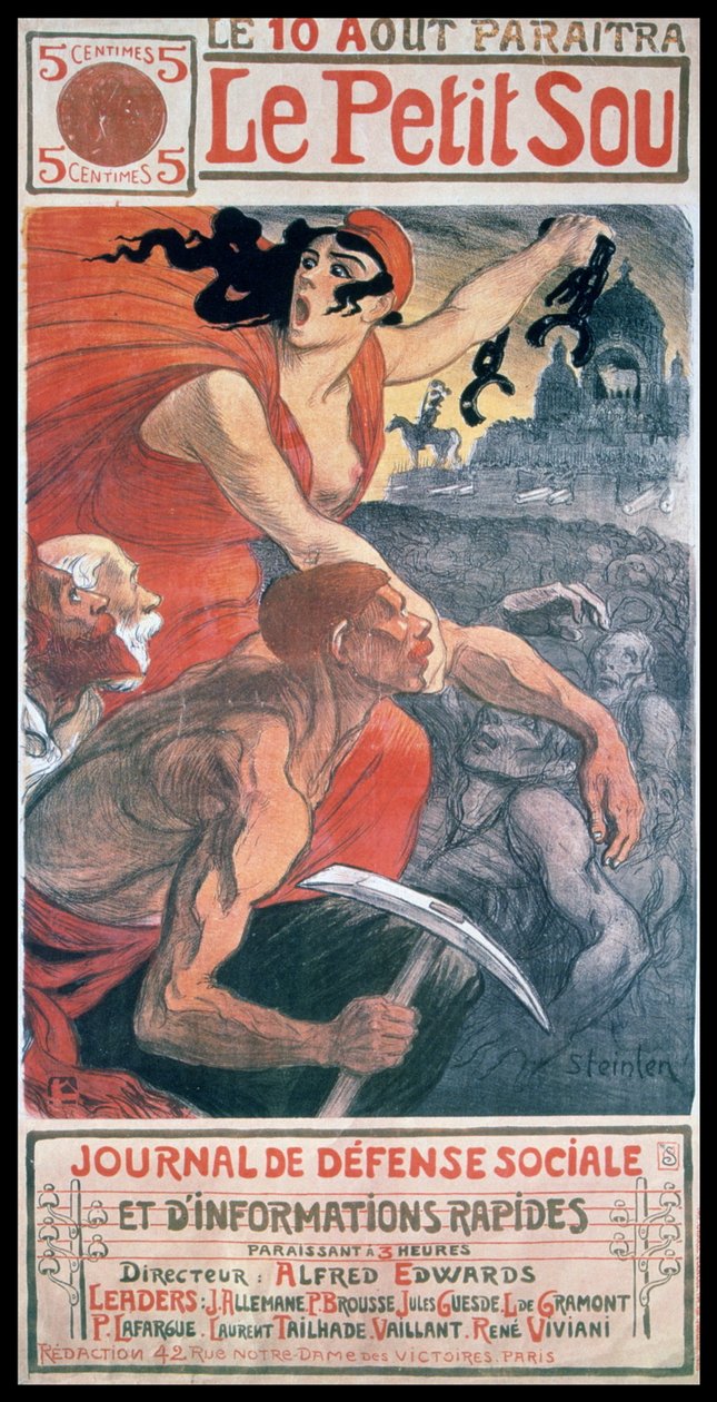 Steinlen szecessziós borítóterve, egy francia „Le Petit Sou” magazin számára alkotó: Théophile Alexandre Steinlen