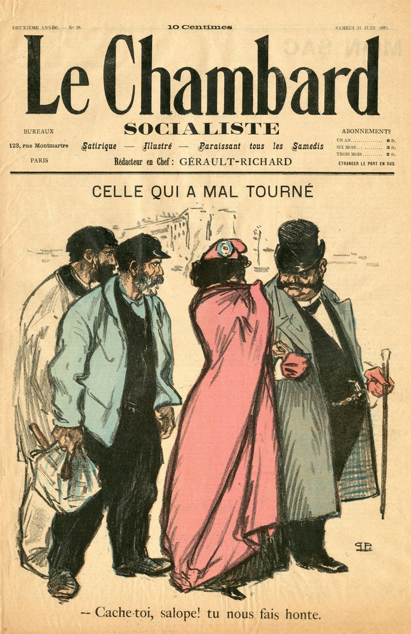 A „Le Chambard Socialiste” címlapja, 28. szám, Színes szatirikus alkotó: Théophile Alexandre Steinlen