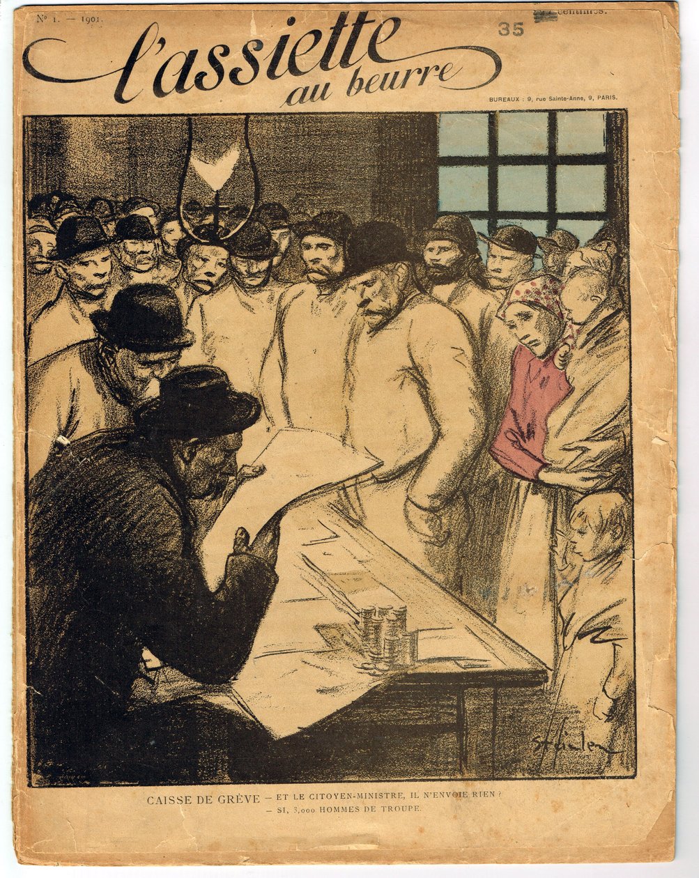 „A vajtányér” borítója, 1. szám, Szatirikus színekben alkotó: Théophile Alexandre Steinlen