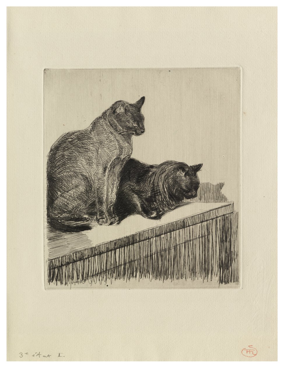 Két macska egy bútoron alkotó: Théophile Alexandre Steinlen