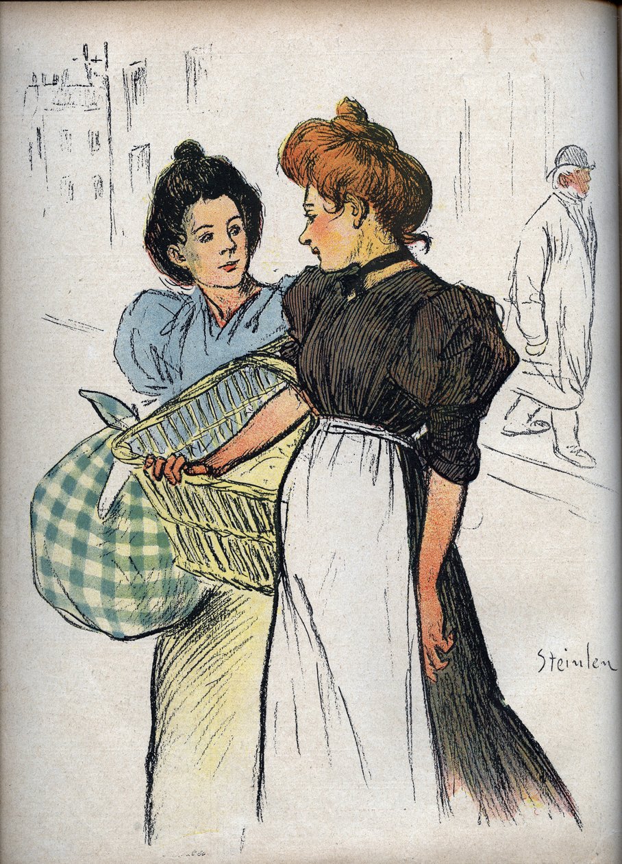 Les blechisseuses Theophile Alexandre Steinlen (1859-1923) rajza - az 1898-as "" Le Rire""-ben - Két mosónő - Ha hallgatnia kellene az összes vásárlóra, túl sok ruhaneműt jelentene a takarításunk alkotó: Théophile Alexandre Steinlen