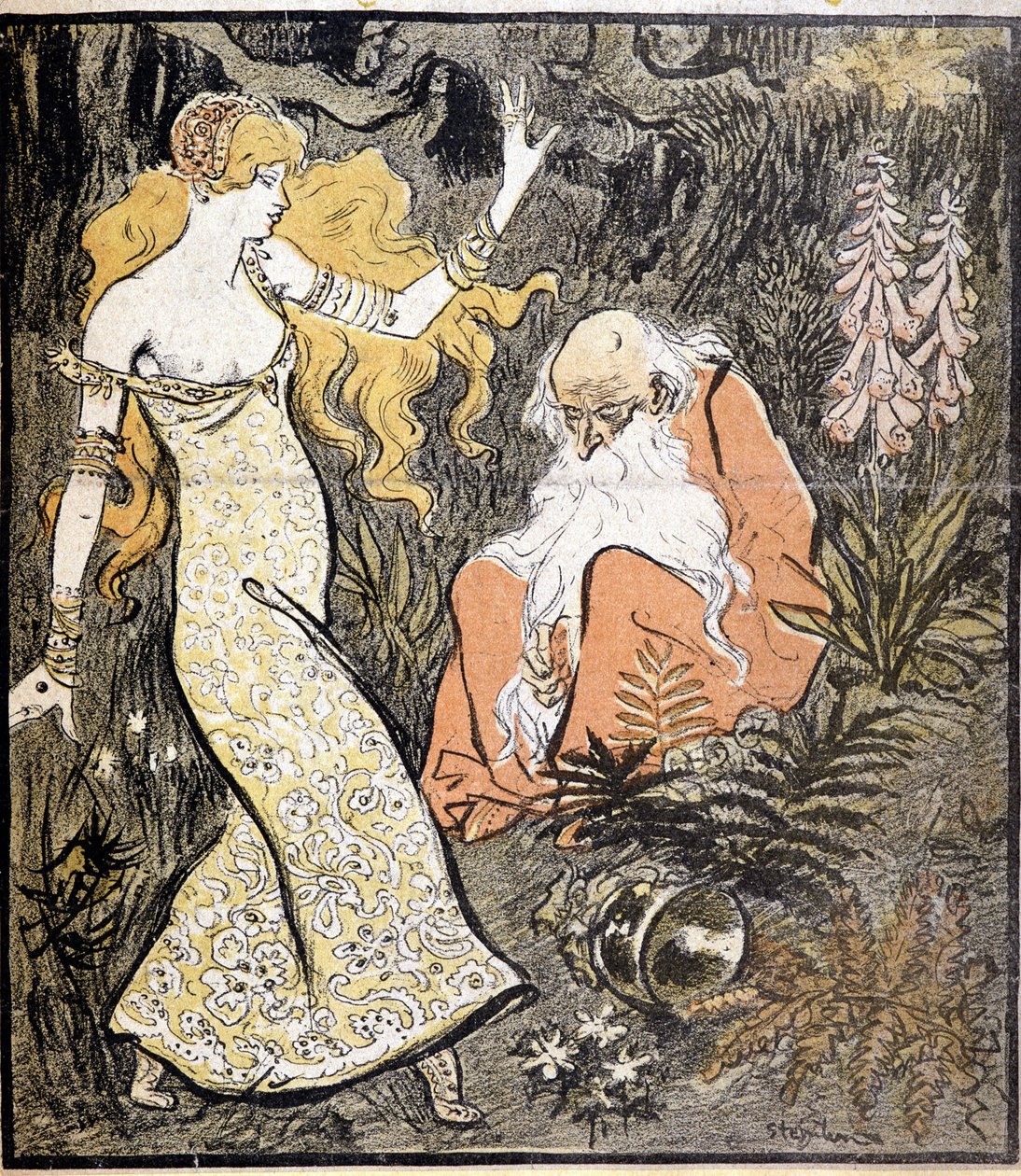 Merlin és Viviane („Brocéliande”) – Steinlentől alkotó: Théophile Alexandre Steinlen