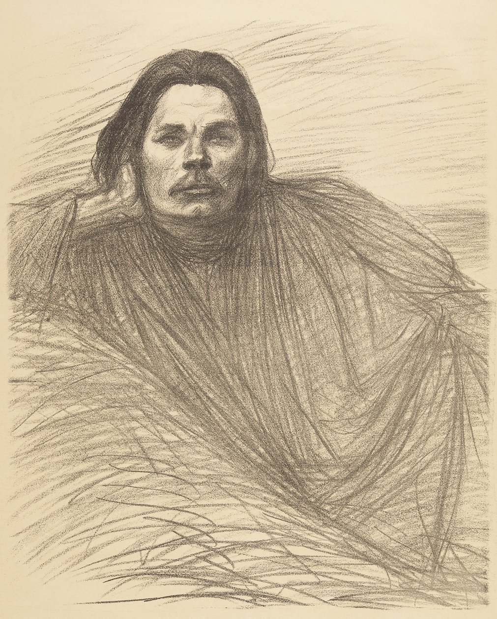 A fekvő Makszim Gorkij portréja alkotó: Théophile Alexandre Steinlen