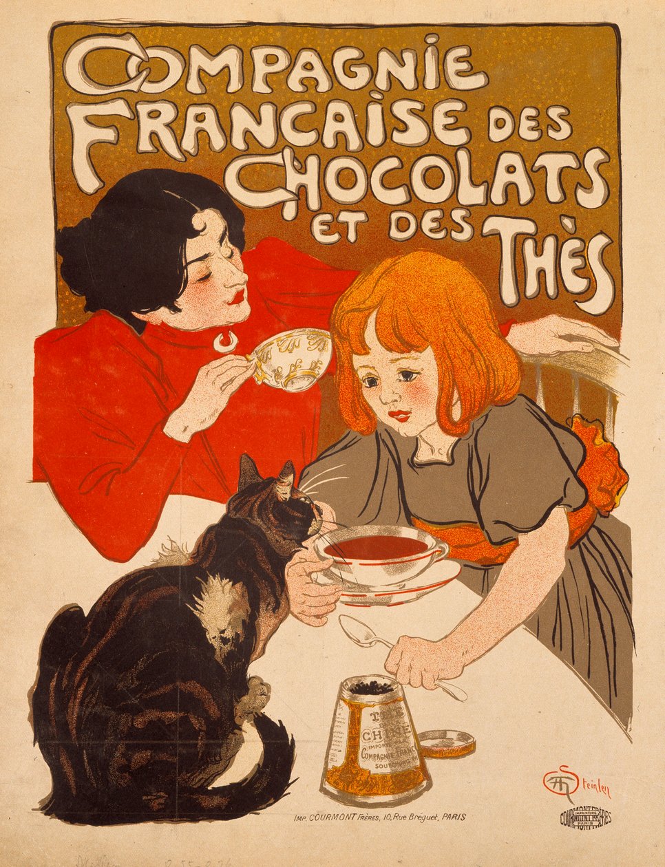 Theophile Alexandre Steinlen (1859-1923) „Compagnie francaise des Chocolats et des Thes” plakátja, 1898 körül, Bibliotheque des Arts Decoratifs, Párizs - A Compagnie Francaise des Chocolats et des Thes (a francia Compa) plakátja alkotó: Théophile Alexandre Steinlen