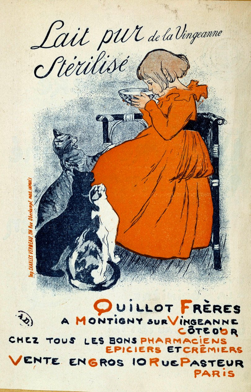 Theophile-Alexandre Steinlen (1859-1923) plakátja a „Lait pure de la Vingeanne sterilizáláshoz: Quillot Freres a Montigny sur Vingeanne – Cote d