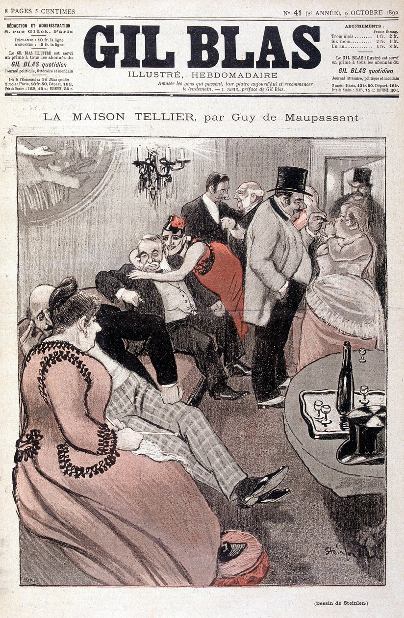 The Tellier House, Guy de Maupassant – Steinlen, „Gil Blas” 1892.10.09. (ugyanaz a rajz, mint az 15587. sz.) alkotó: Théophile Alexandre Steinlen