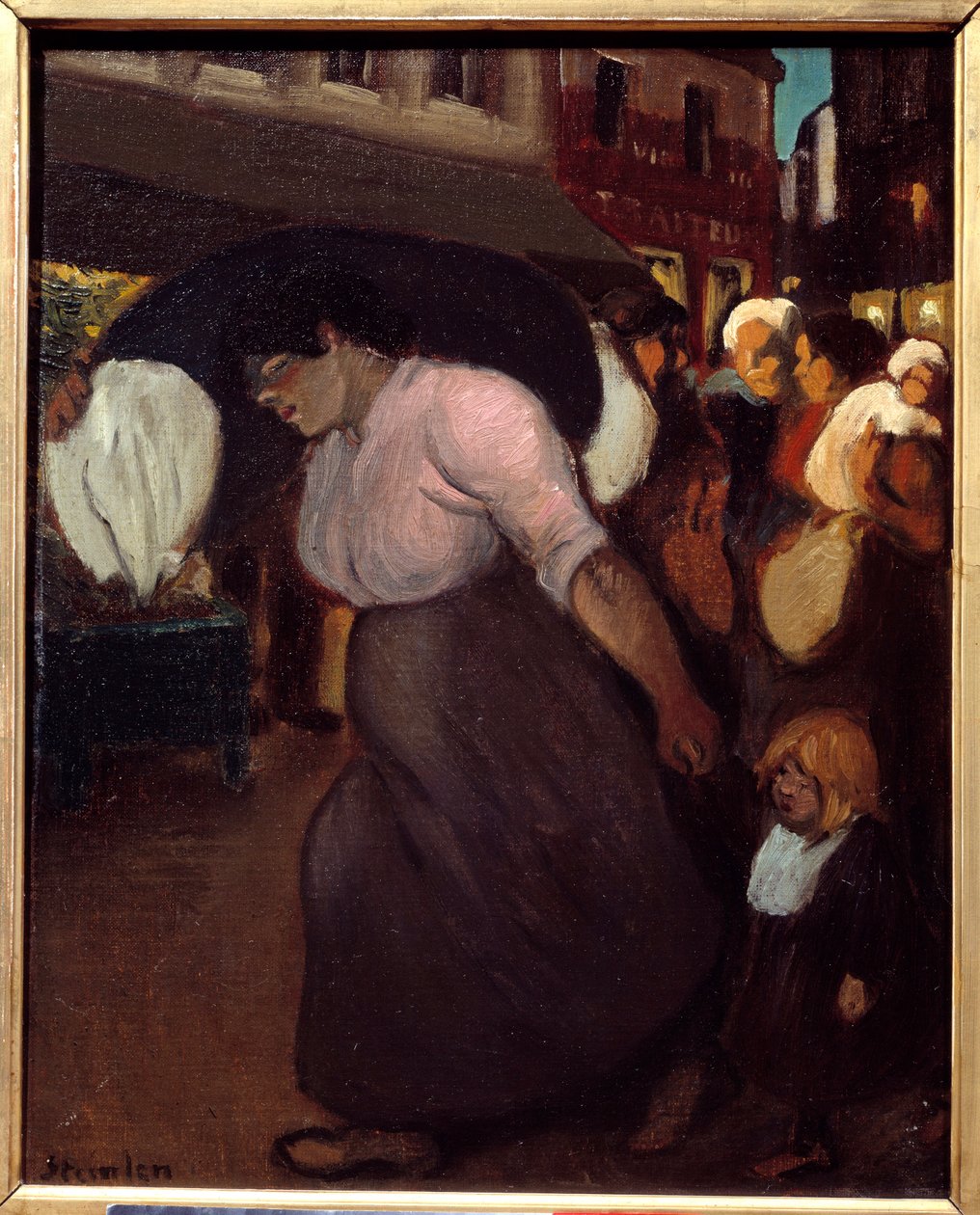 A mosógép. Theophile Alexandre Steinlen (1859 - 1923) festménye, XX. század. Olajfestmény. Vernon, Musee Poulain alkotó: Théophile Alexandre Steinlen