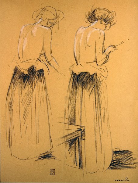Két tanulmány nőkről hátulról nézve (kréta papíron) alkotó: Théophile Alexandre Steinlen