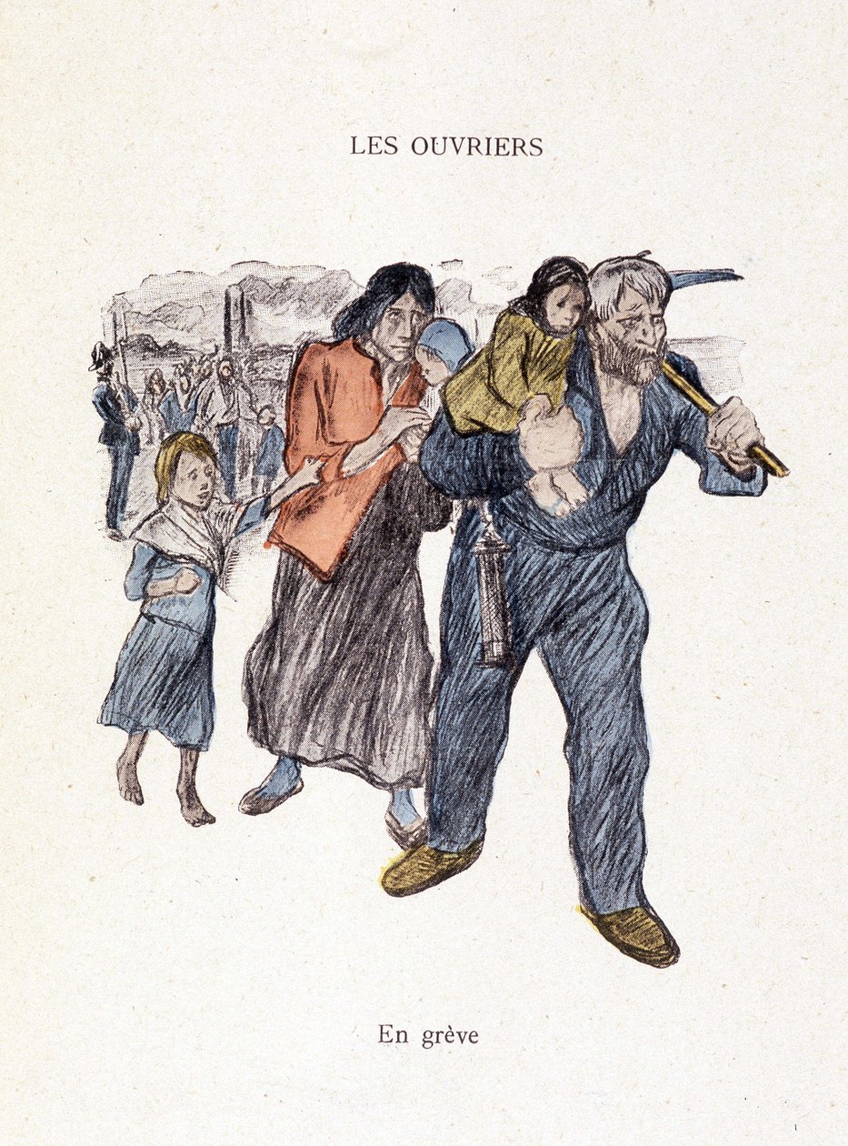 Munkások: sztrájkolnak a Steinlen 1901-es „” In Life” című könyvében alkotó: Théophile Alexandre Steinlen