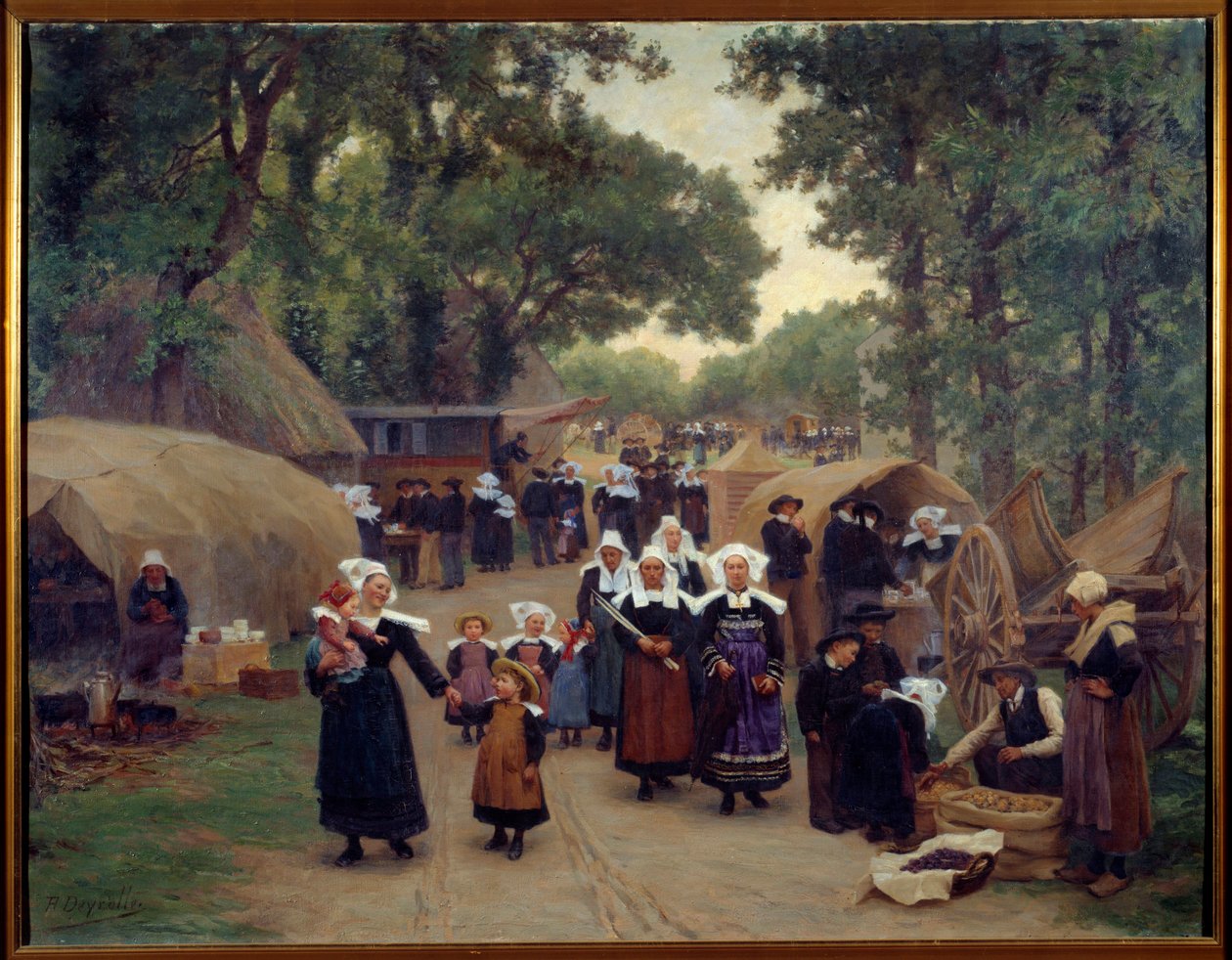 Érkezés a Pardon de Fouesnant Breton Familiesbe népviseletben. Theophile Deyrolle (1844-1923) festménye, 1892 Brest, Szépművészeti Múzeum alkotó: Theophile Louis Deyrolle