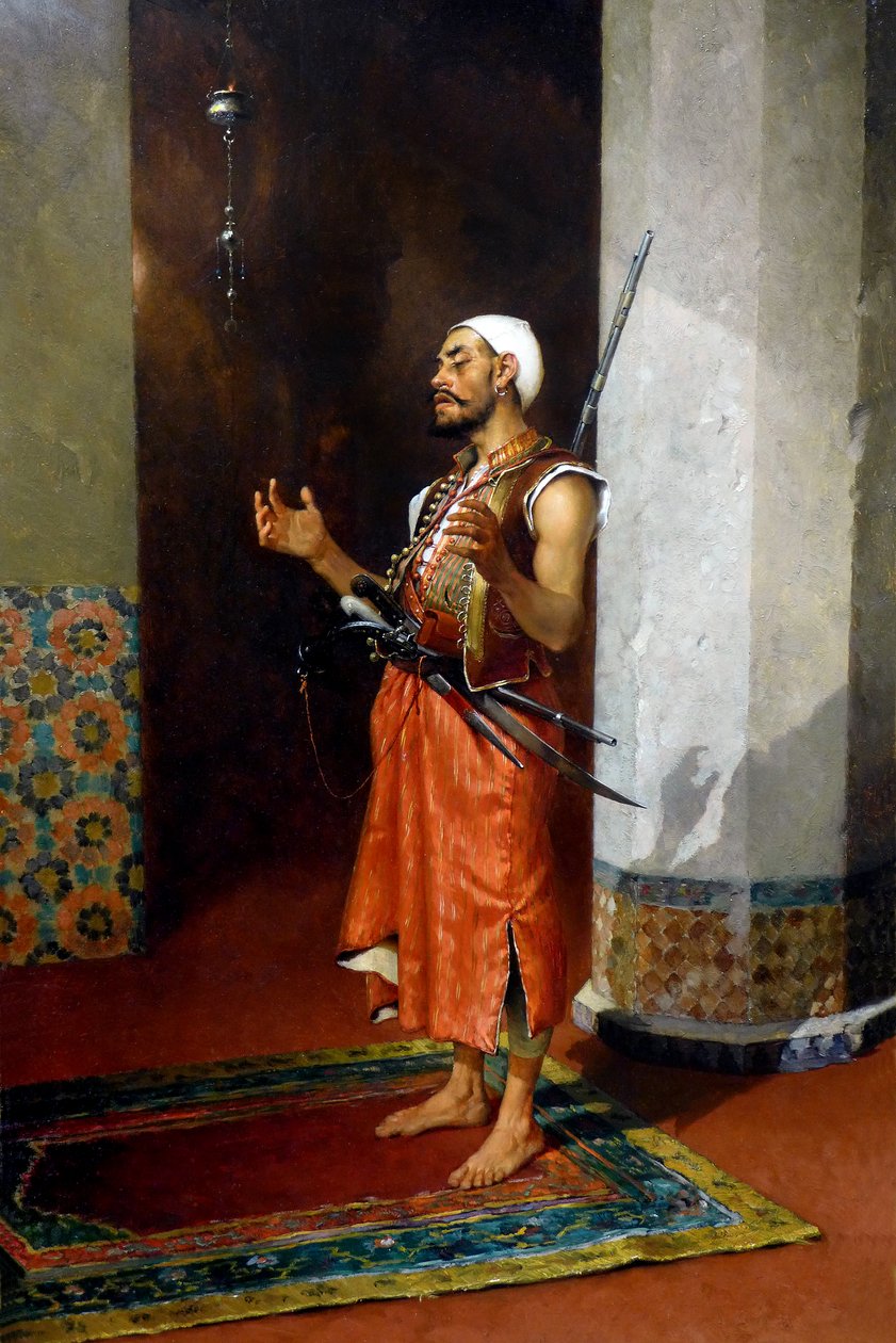 Imádkozó török gárda, 19. század vége-XX. század eleje (olaj, vászon) alkotó: Theophile Marie Francois Lybaert
