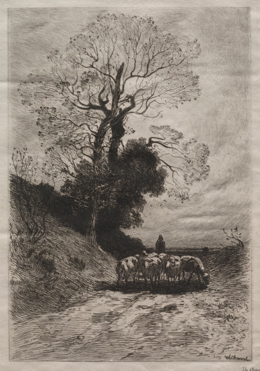 A nyáj visszatérése, c. 1870. alkotó: Theophile Narcisse Chauvel
