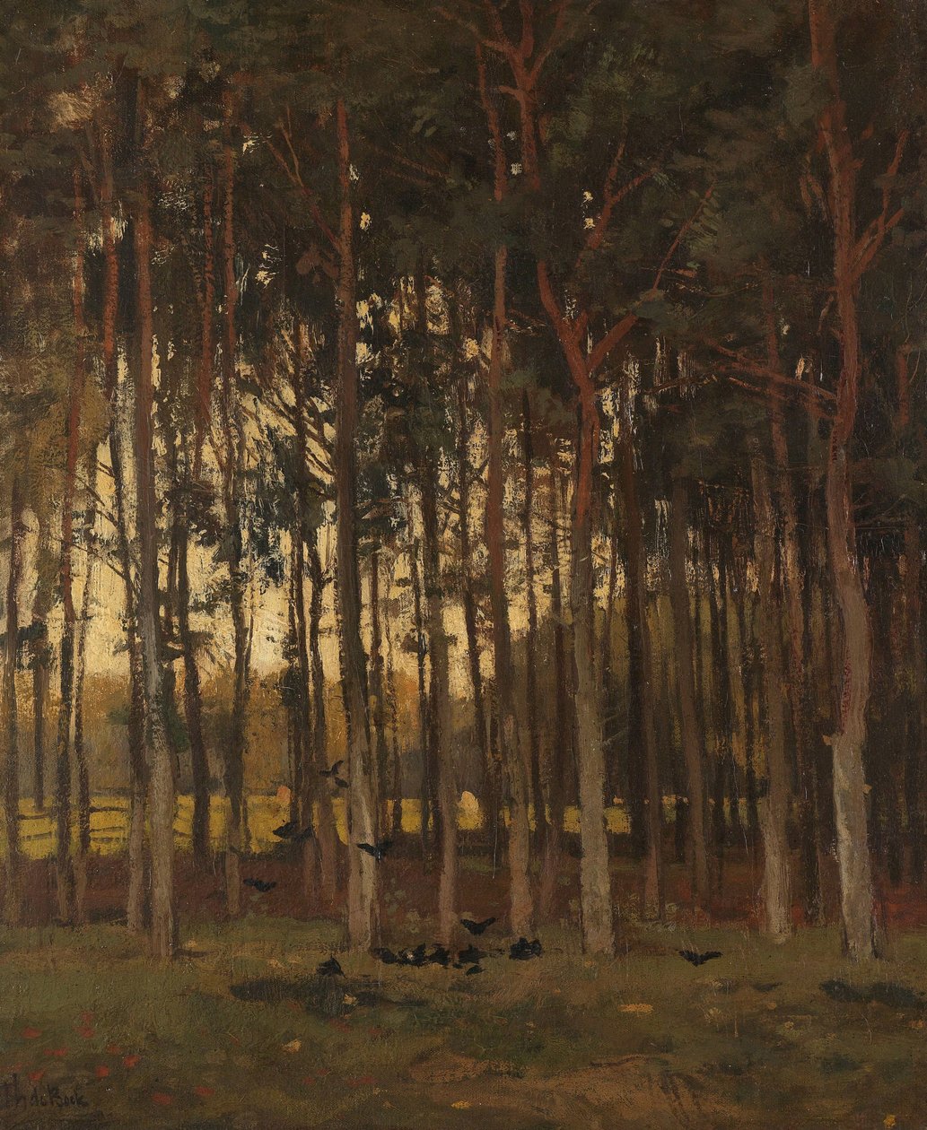 Kilátás az erdőben alkotó: Theophile de Bock