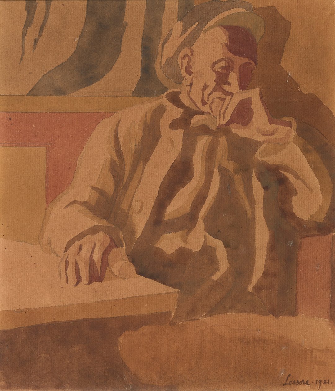 A gondolkodó, 1921 (wc papíron) alkotó: Therese Lessore