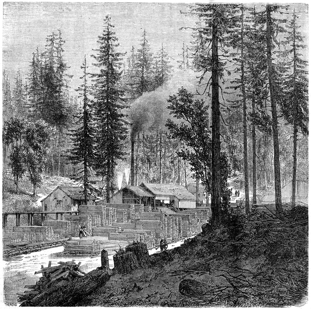 „Fűrészmalom”, Kalifornia, 19. század. alkotó: Theroud