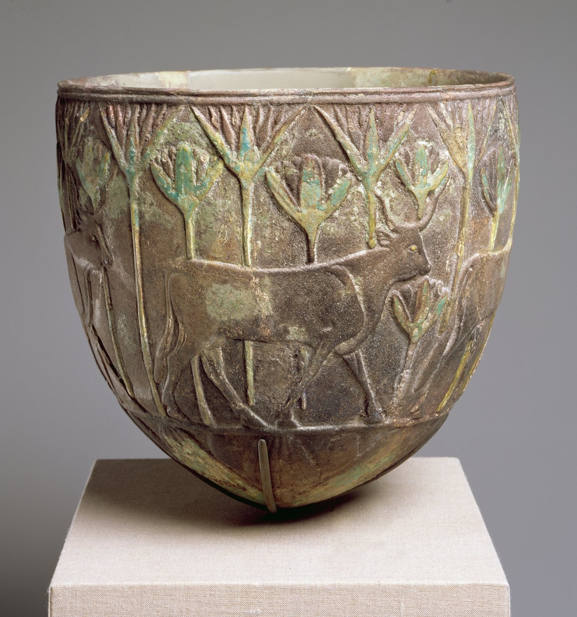Hajó négy bika felvonulásával, Szudánból (fajansz) alkotó: Third Intermediate Period Egyptian