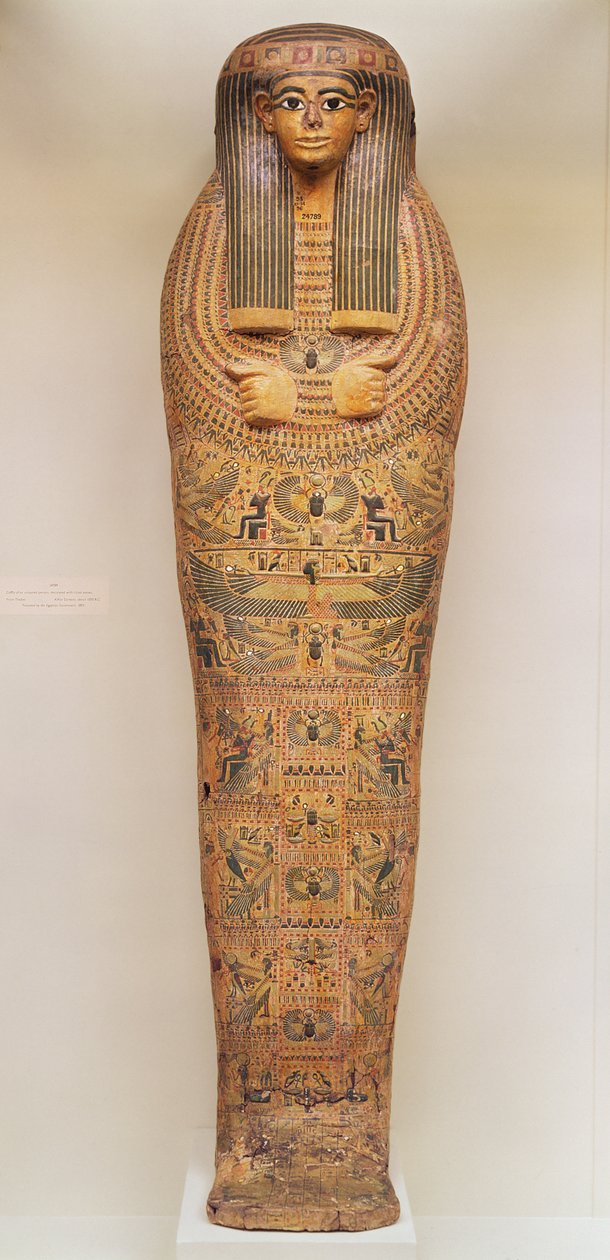 Egy meg nem nevezett személy egyiptomi koporsója rituális jelenetekkel díszítve, Kr.e. 1050 körül (fa) alkotó: Third Intermediate Period Egyptian