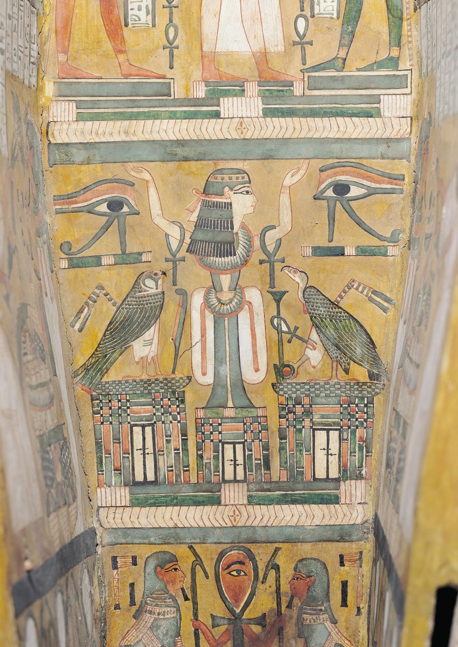 Imenemipet koporsójának belseje, amely a wedjat szemet és egy felemelt karú nőt ábrázol, 21-22. dinasztia (festett fa) alkotó: Third Intermediate Period Egyptian