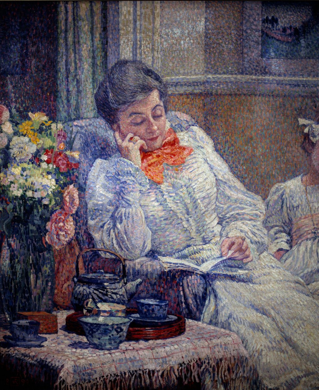 Belle epoque: "" Olvasó nő"" Theodore Van Rysselberghe (1862-1926) festménye, 1899 Brüsszel, Királyi Szépművészeti Múzeum alkotó: Théo van Rysselberghe