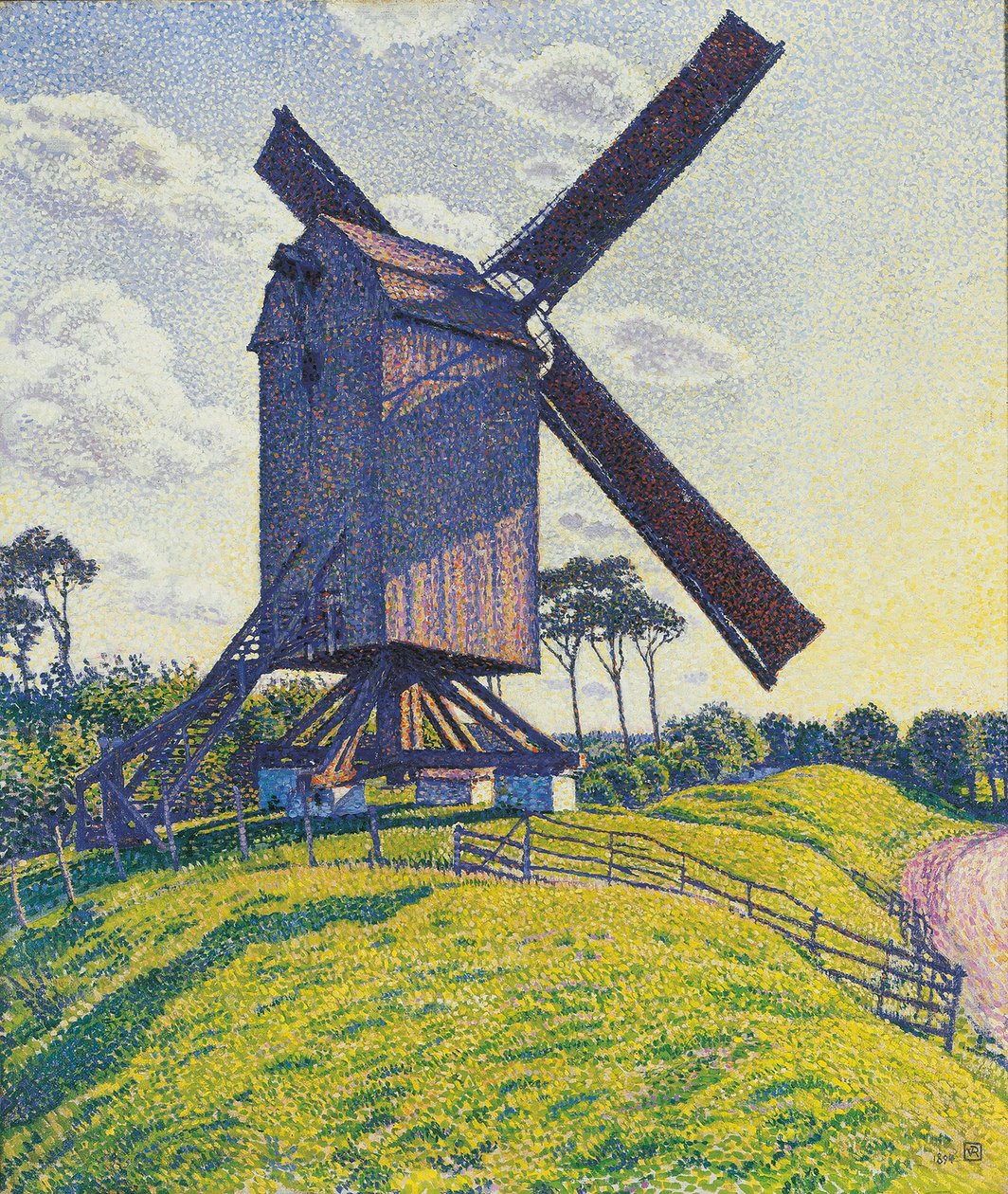 Moulin a vent dans les Flandres – Kalf malom Knokke-ban vagy szélmalom Flandriában, Rysselberghe, Theo van (1862-1926). Olajfestmény alkotó: Théo van Rysselberghe
