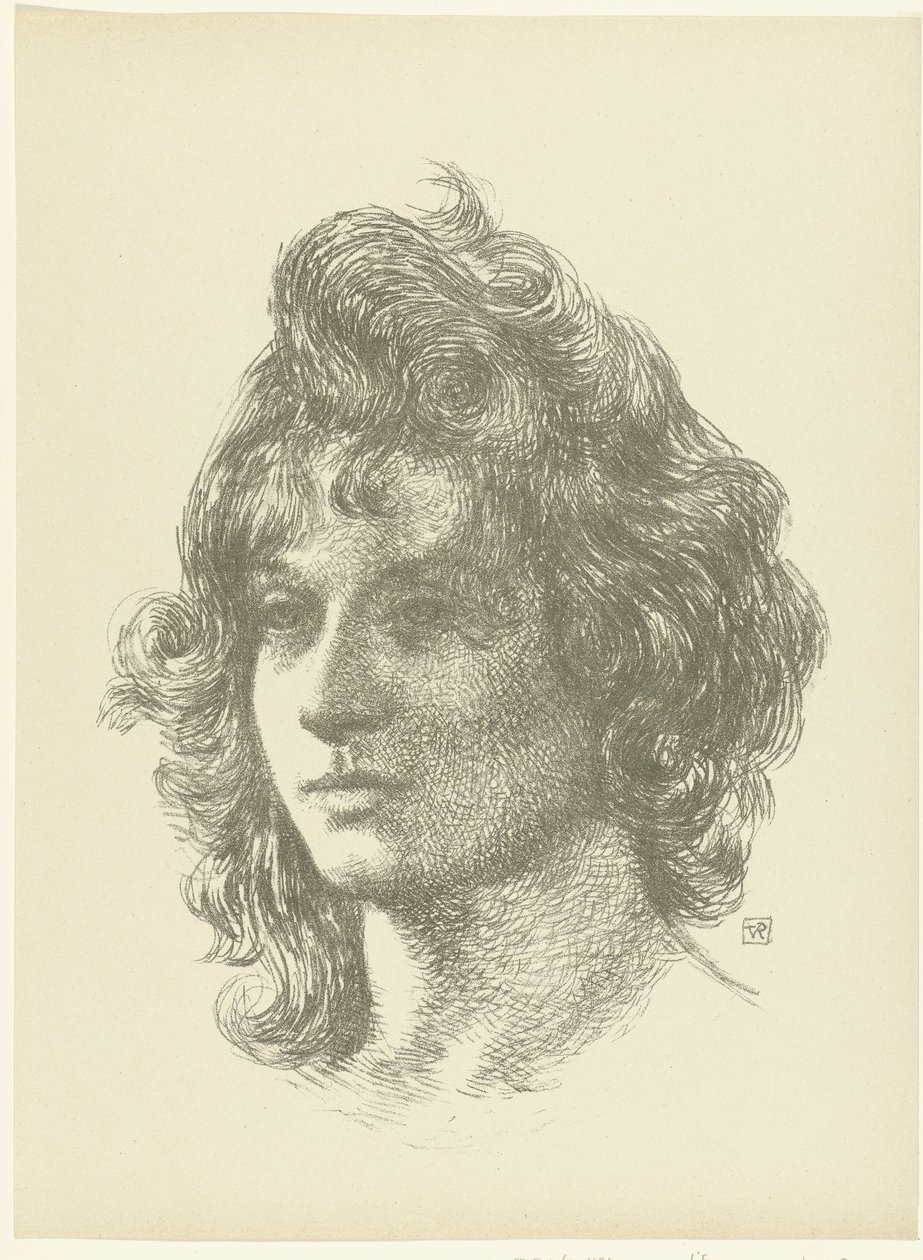 Portret van Jonge vrouw Tanulmány egy fiatal nő fejéről A próba (sorozat címe) alkotó: Théo van Rysselberghe