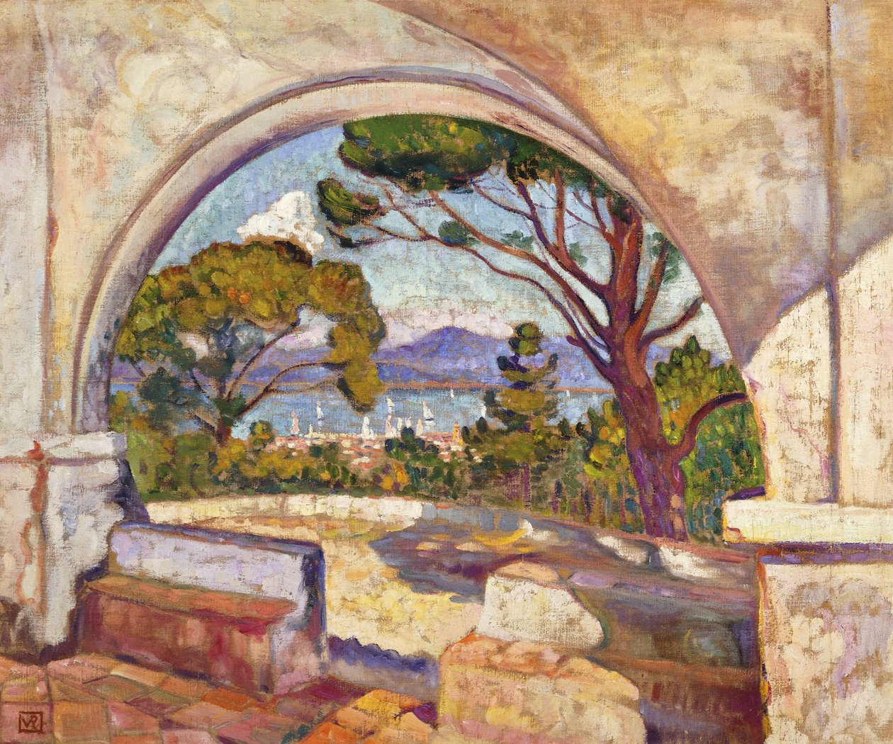 Saint Tropez, Kilátás a Szent Kápolnára, 1920 körül alkotó: Théo van Rysselberghe