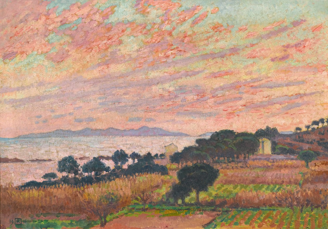 Az öböl napnyugtakor, Saint Clair, 1916. alkotó: Théo van Rysselberghe