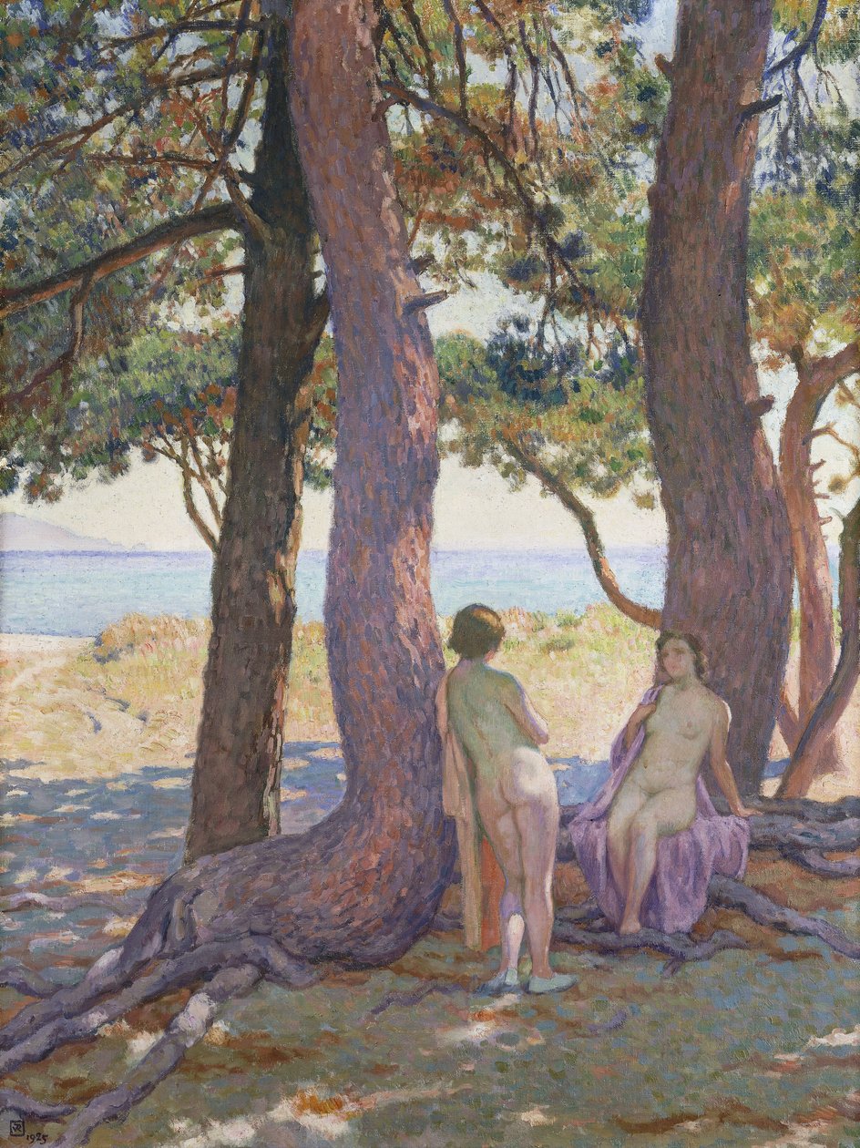 Két akt fenyőfák alatt; Két akt a fenyők alatt, 1925 alkotó: Théo van Rysselberghe