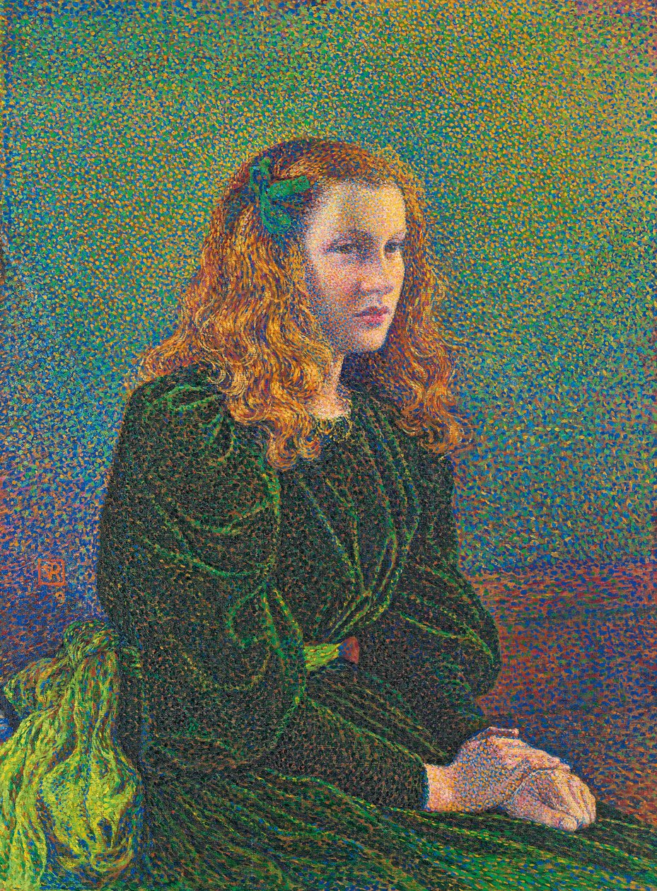 Fiatal nő zöld ruhában, 1893 alkotó: Théo van Rysselberghe