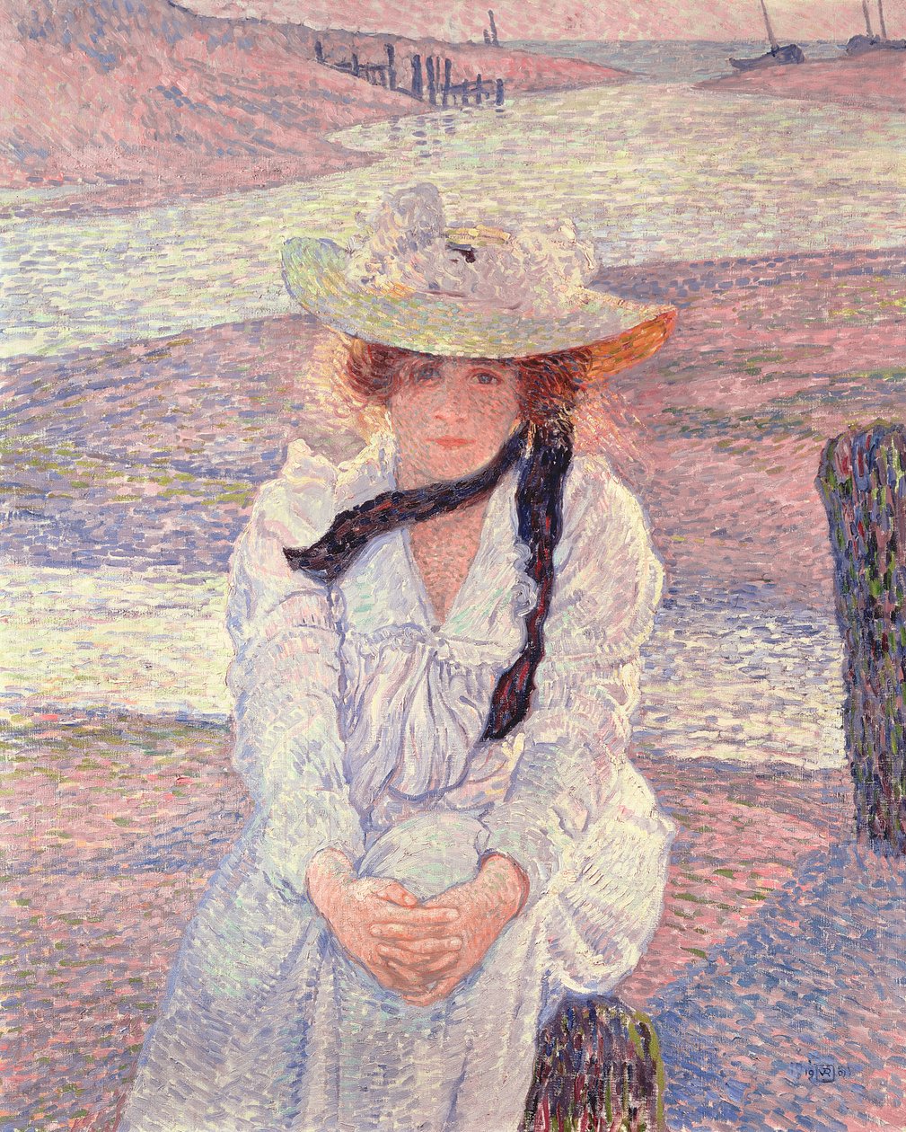 Fiatal nő a Greve folyó partján, 1901 alkotó: Théo van Rysselberghe