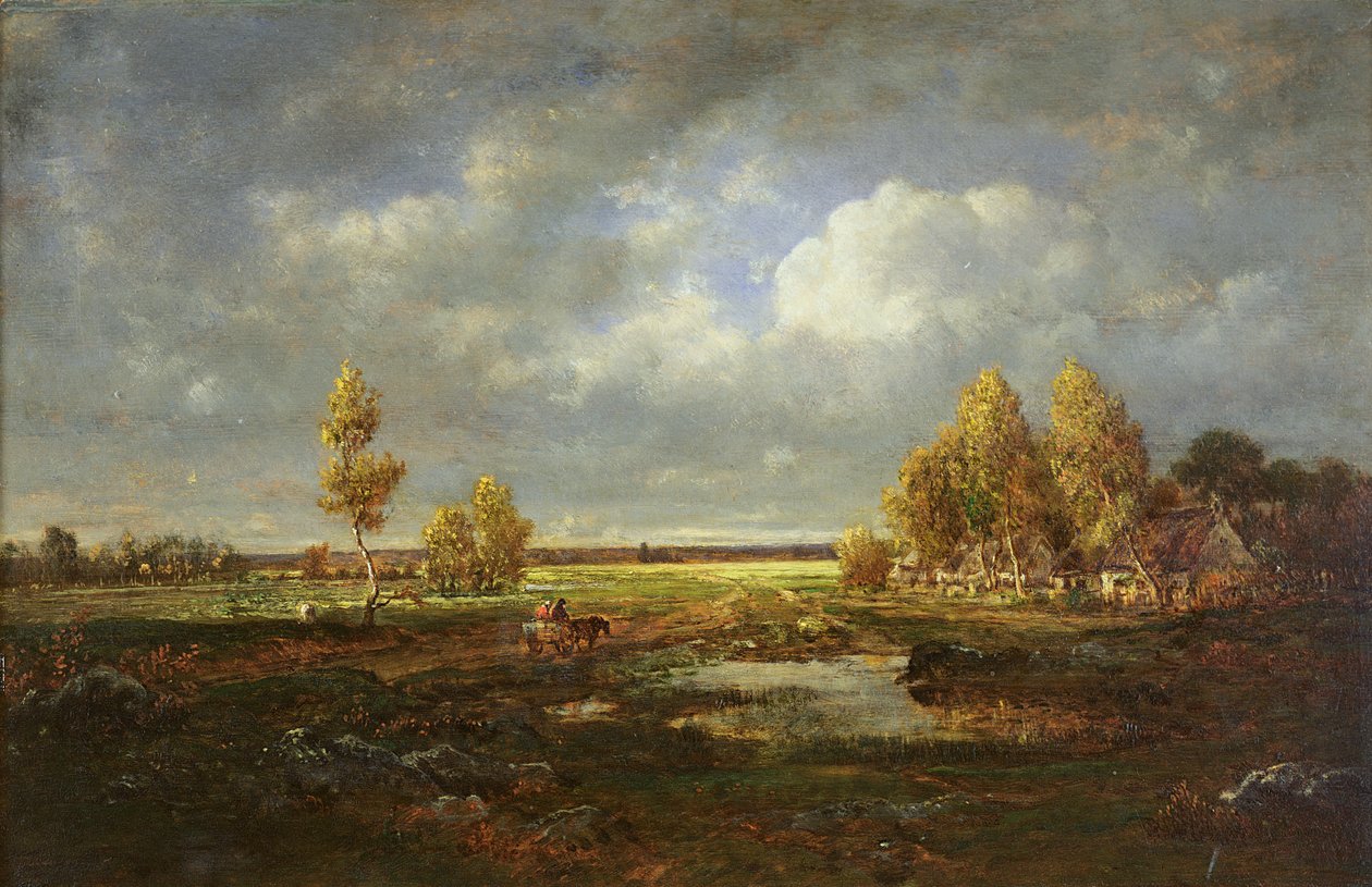 Az út melletti tó, Le Berry-i tanya, 1845-48 körül (olaj, fa) alkotó: Pierre Etienne Theodore Rousseau