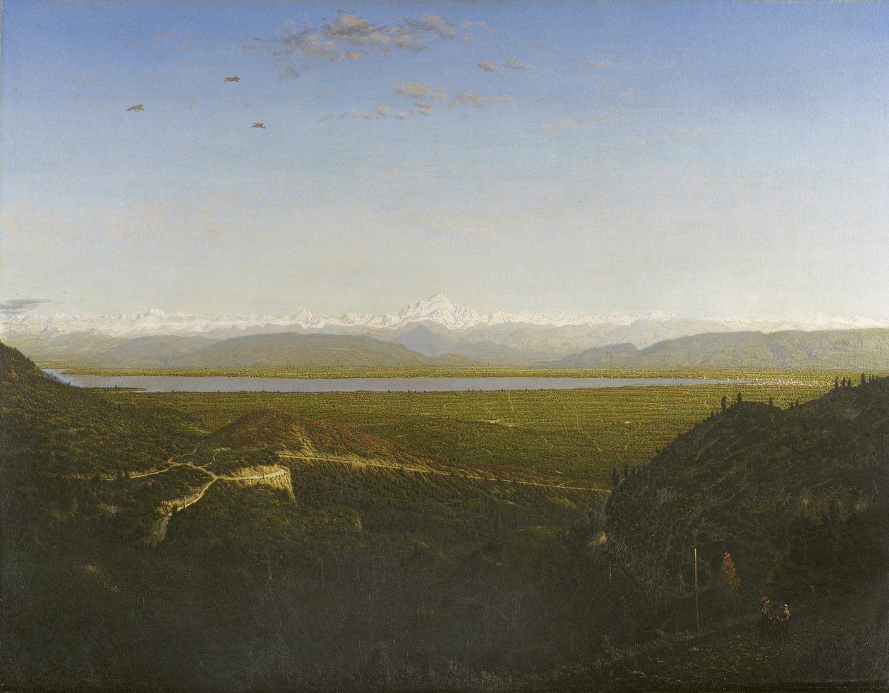 Kilátás a Mont Blanc-ra, a La Faucille-ból nézve, 1865 körül alkotó: Pierre Etienne Theodore Rousseau
