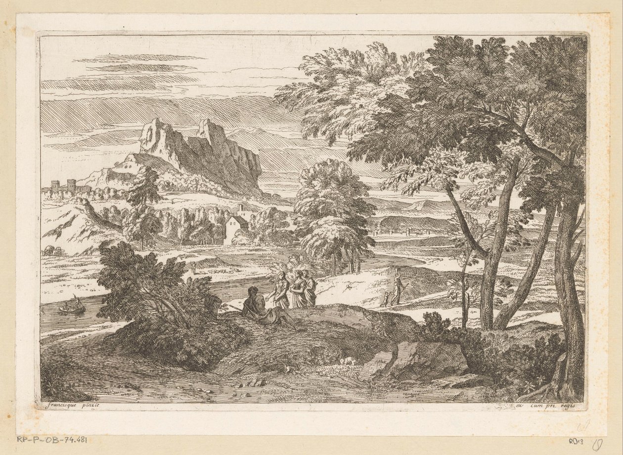 Árkádiai táj figurákkal és nyulakkal Suite de Paysages (sorozat címe) alkotó: Théodore