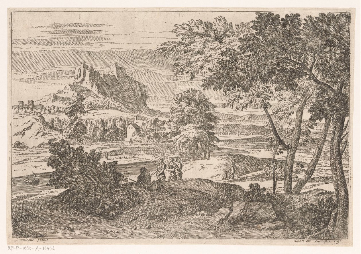 Árkádiai táj figurákkal és nyulakkal Suite de Paysages (sorozat címe) alkotó: Théodore