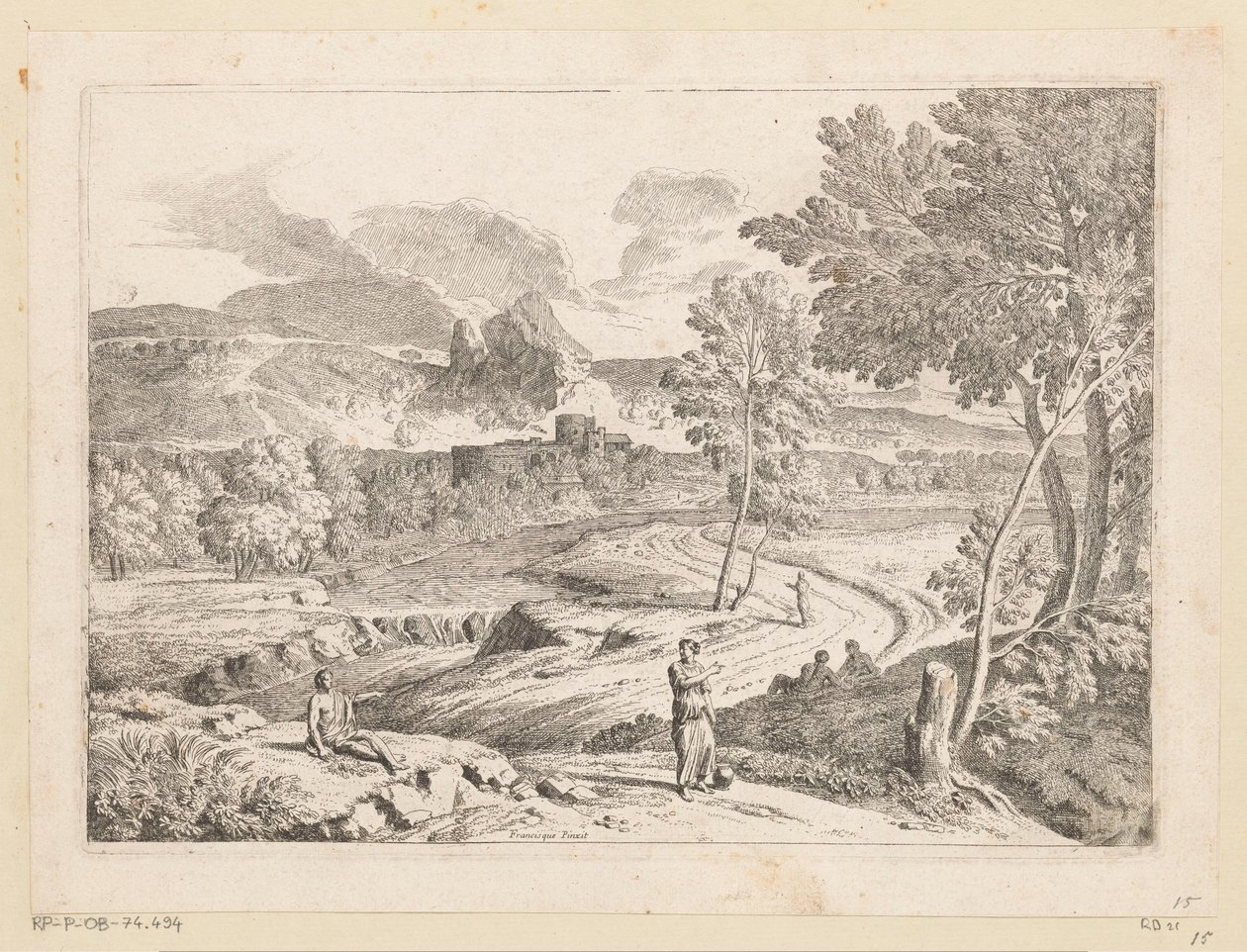Árkádiai táj alakokkal egy patak melletti ösvényen Suite de Paysages (sorozat címe) alkotó: Théodore
