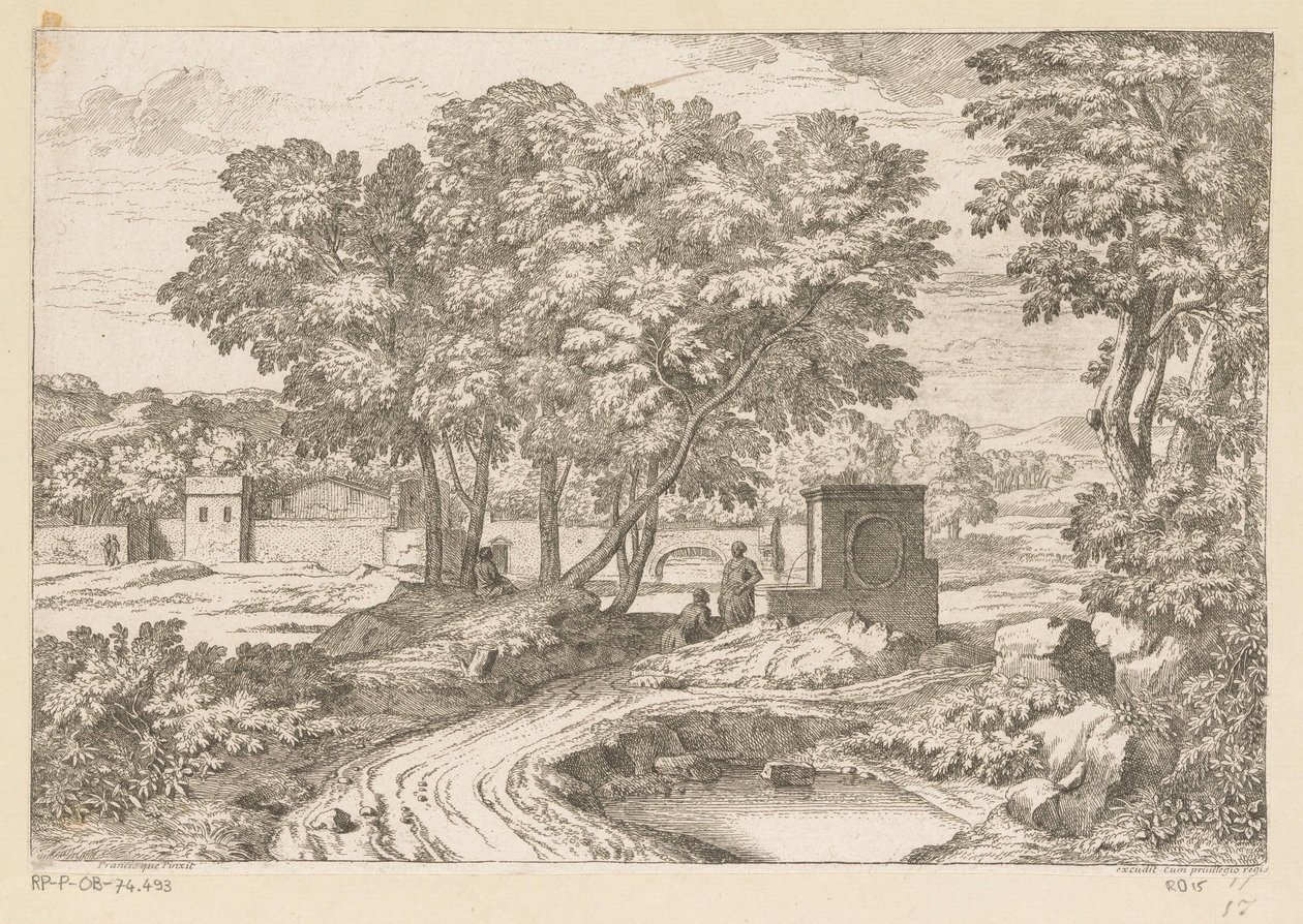 Árkádiai táj két nővel egy szökőkút mellett Suite de Paysages (sorozat címe) alkotó: Théodore