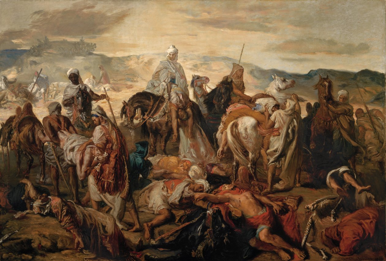 Arab lovasok hordják el halottaikat alkotó: Théodore Chassériau